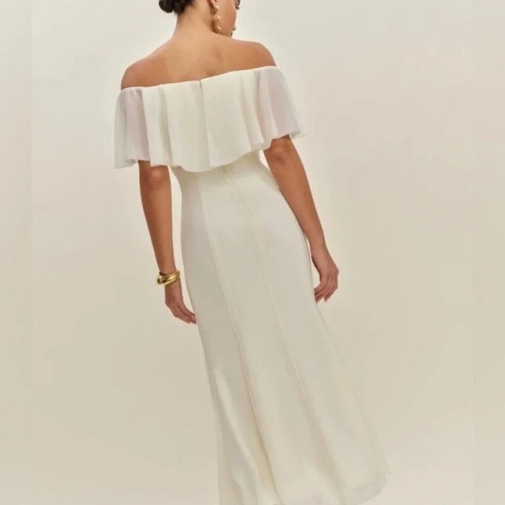 NWT Reformation Charee Ruffle Off Shoulder Short Sleeve Cape Midi Maxi Dress - Picture 5 of 14